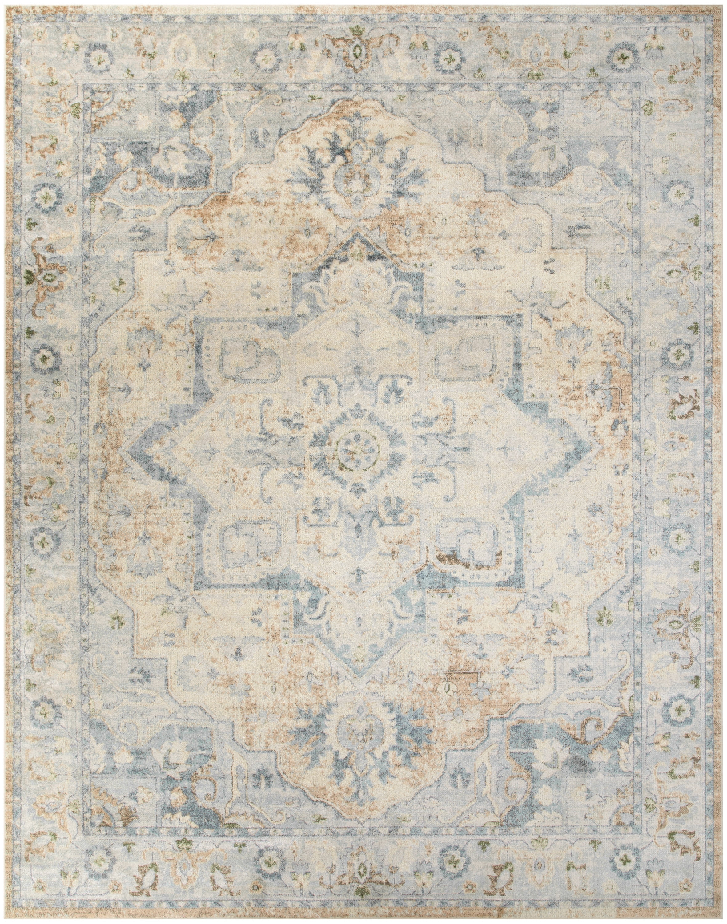 Nourison Astra Machine Washable Persian Beige Blue 6'7" x 9' Area Rug (7x9)