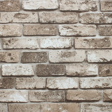 Haokhome 69091 Vinyl Retro Vintage Faux Brick Wallpaper Lt Brown For Haokhome 69091 Vinyl Retro Vintage Faux Brick Wallpaper Lt Brown For Home Kitchen Realistic Wall