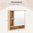 thumbnail image 3 of Costway Bathroom Wall Cabinet with Mirror, Single Door, 3 Open Shelves & Adjustable Shelf Natural, 3 of 10