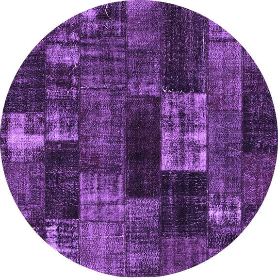 Ahgly Company Indoor Round Patchwork Purple Transitional Area Rugs, 8' Round