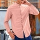 thumbnail image 5 of pstuiky camisas de manga larga para hombre, Camisa informal de manga larga con cuello alto y botones especiales de color sólido para hombre. camisetas de hombre l, 5 of 6