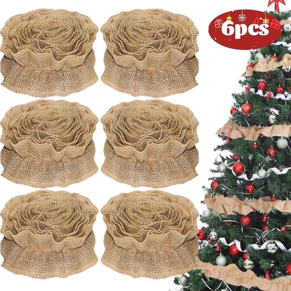 Christmas Tree Ribbon Garland Burlap Ribbon Garland Rustic Farmhouse Country Christmas Tree Decorations Home Decor DIY Crafts 9 Ft 6 Rolls