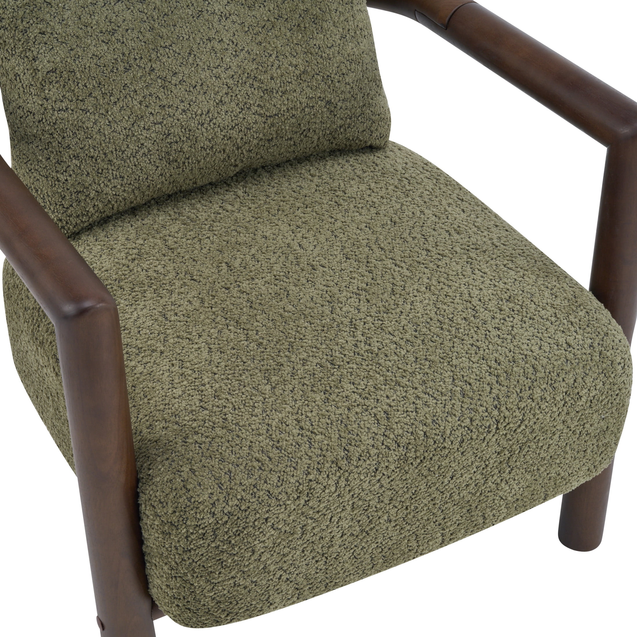 Christopher Knight Home Modern Boucle Upholstered Accent Arm Chair with Wood Frame, Olive Green