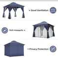 thumbnail image 3 of LAUSAINT HOME 10'x10' Outdoor Patio Gazebo, Double Roof Metal Frame with Mosquito Nettings, Privacy Screens and Anchoring Kit, Classic Blue, 3 of 9