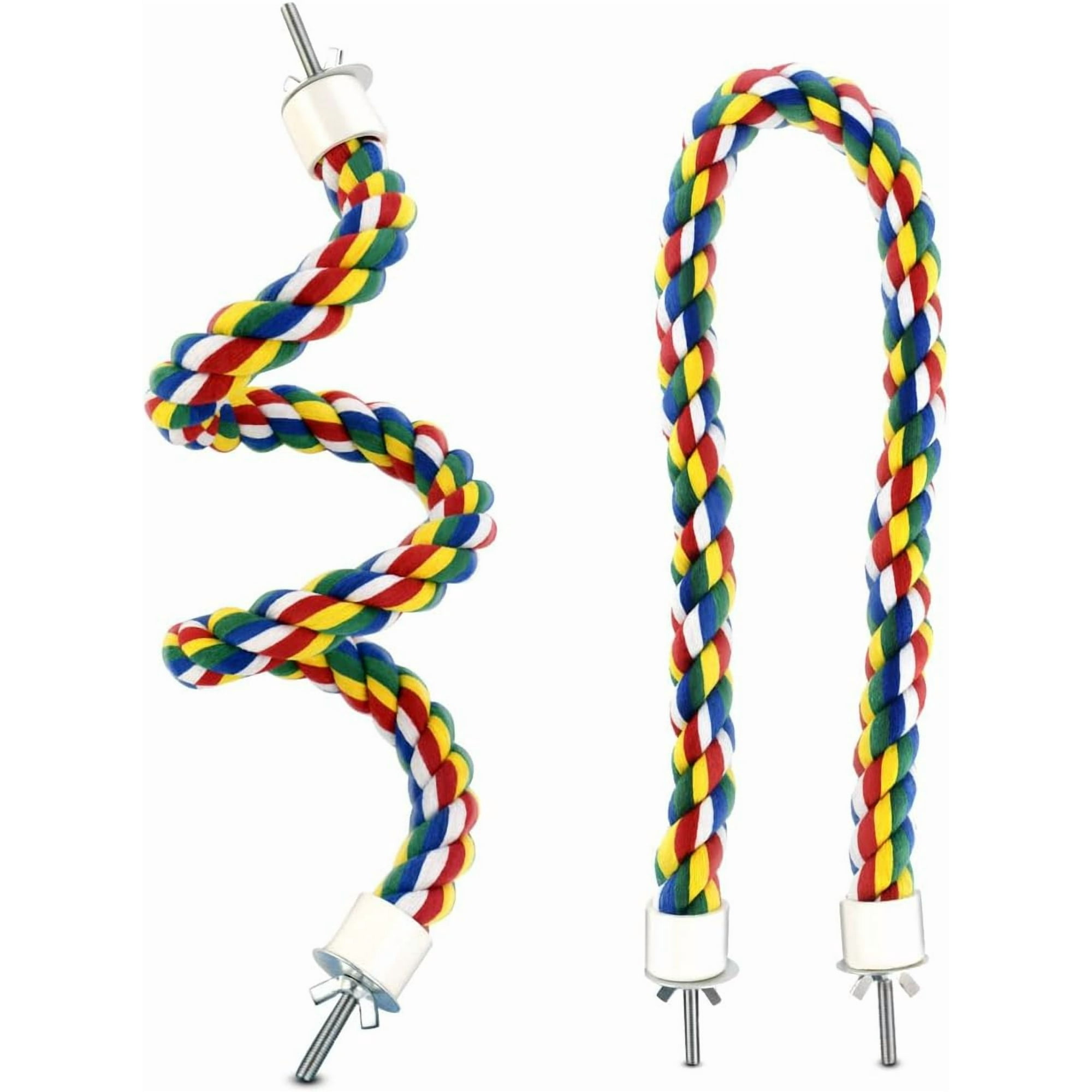 23.6 Inches Colorful Rope Perch for Bird Bungee Climbing Swing Parrot | Parrot Birds Bungee Rope Perch Climbing Swing Perches for Parrot Cockatiels Bird Cage Stand Accessories Colorful Parakeet