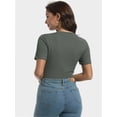 thumbnail image 6 of Fall Clothes Womens Crewneck Ribbed Long Sleeve Shirts Slim Fitted Tee Casual Basic Tshirt Top, 6 of 6