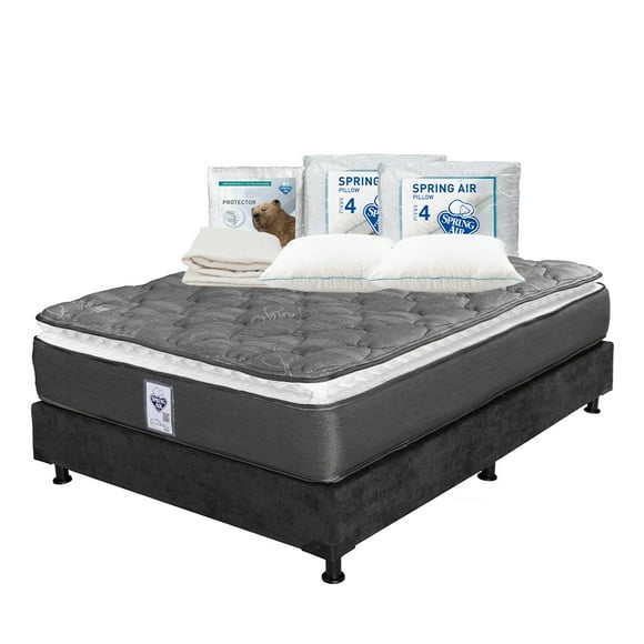 Colchón Matrimonial Spring Air Aries + Box + 2 Almohadas + 1 Protector de colchón