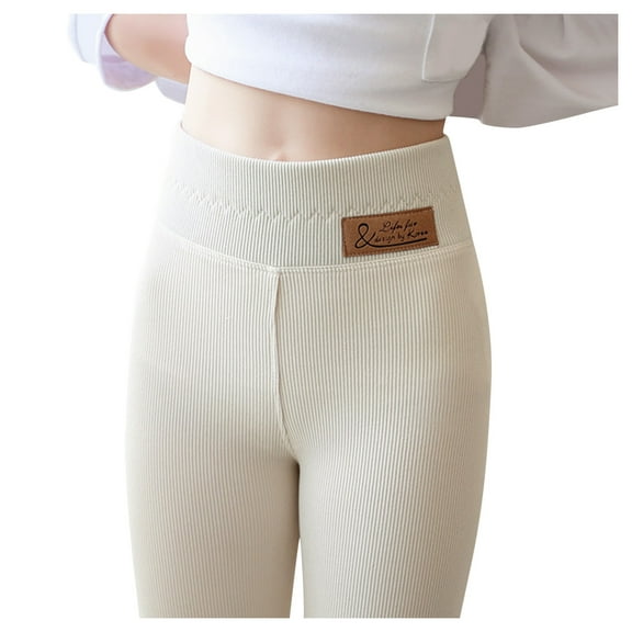 Girls Warm Fleece Lined Leggings Toddler Kids Ribbed Knit Tights Thick Thermal Elastic High Waist Pants Fall Winter Clothes