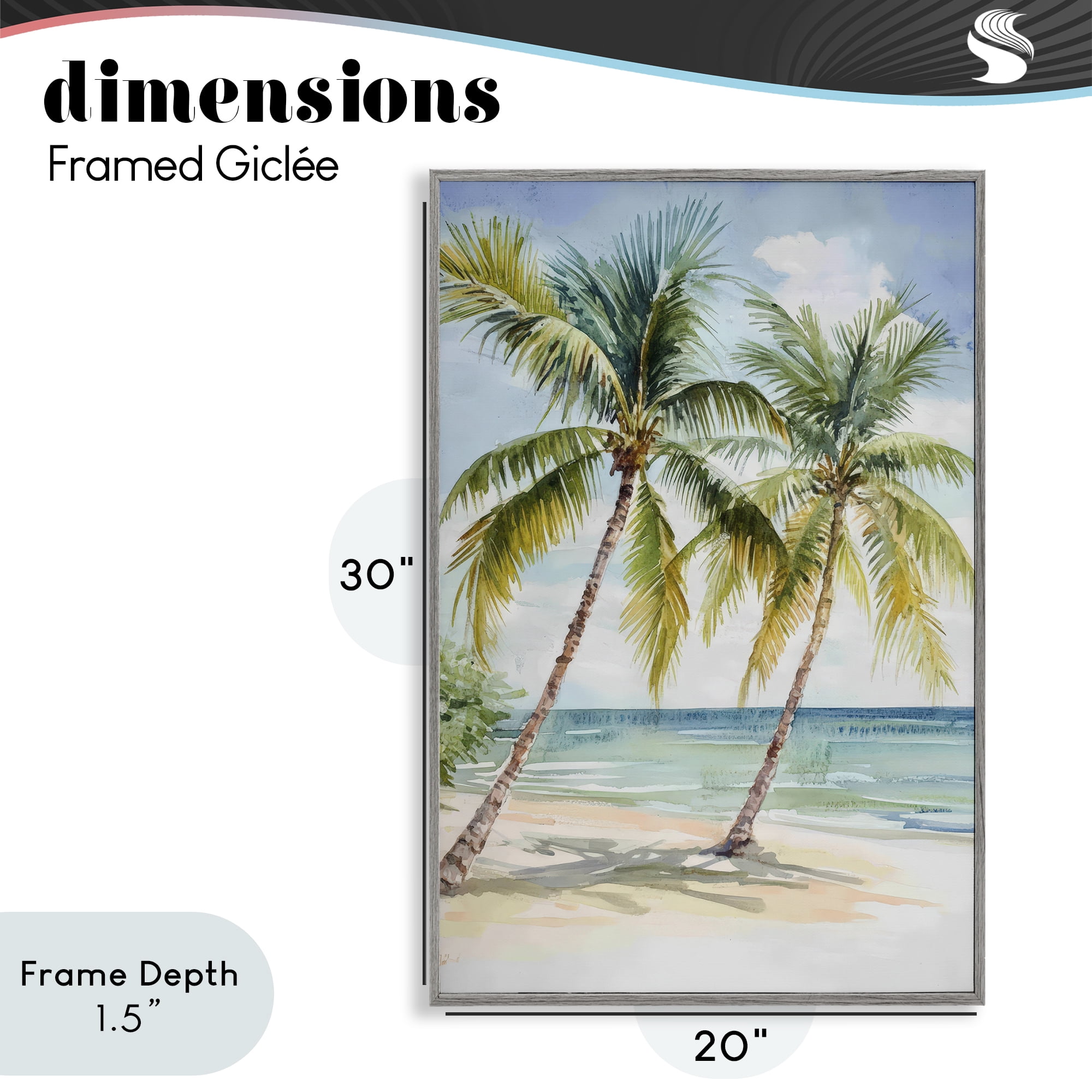 Stupell Industries Shady Palm Beach Escape Gray Framed Giclee Art, design by Petal Prints Design