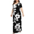 thumbnail image 3 of Women Dresses Women's Plus Printed Casual Short Sleeve Round Neck Pleated Pocket And Ankle Dress Womens Summer Dresses Multicolor 2XL, 3 of 6