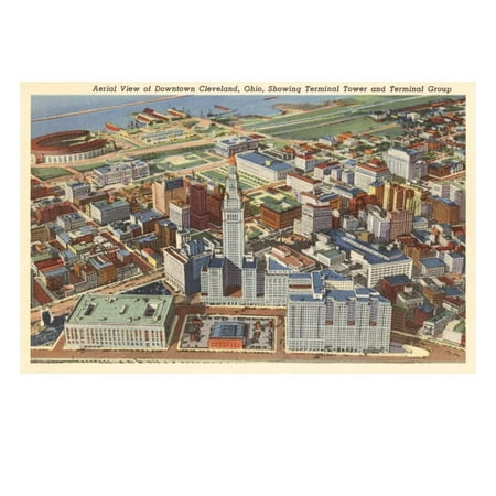 Aerial View of Downtown Cleveland, Ohio Print Wall (Best Suburbs Of Cleveland Ohio)