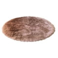 thumbnail image 5 of Soho Luxurious Faux Sheepskin Round Shape Camel Shag Area Rug, 5 of 5