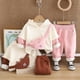 thumbnail image 1 of Conjunto de dos piezas de pantalón grueso de manga larga con capucha y forro polar para niños y niñas de otoño e invierno de 2024, 1 of 3