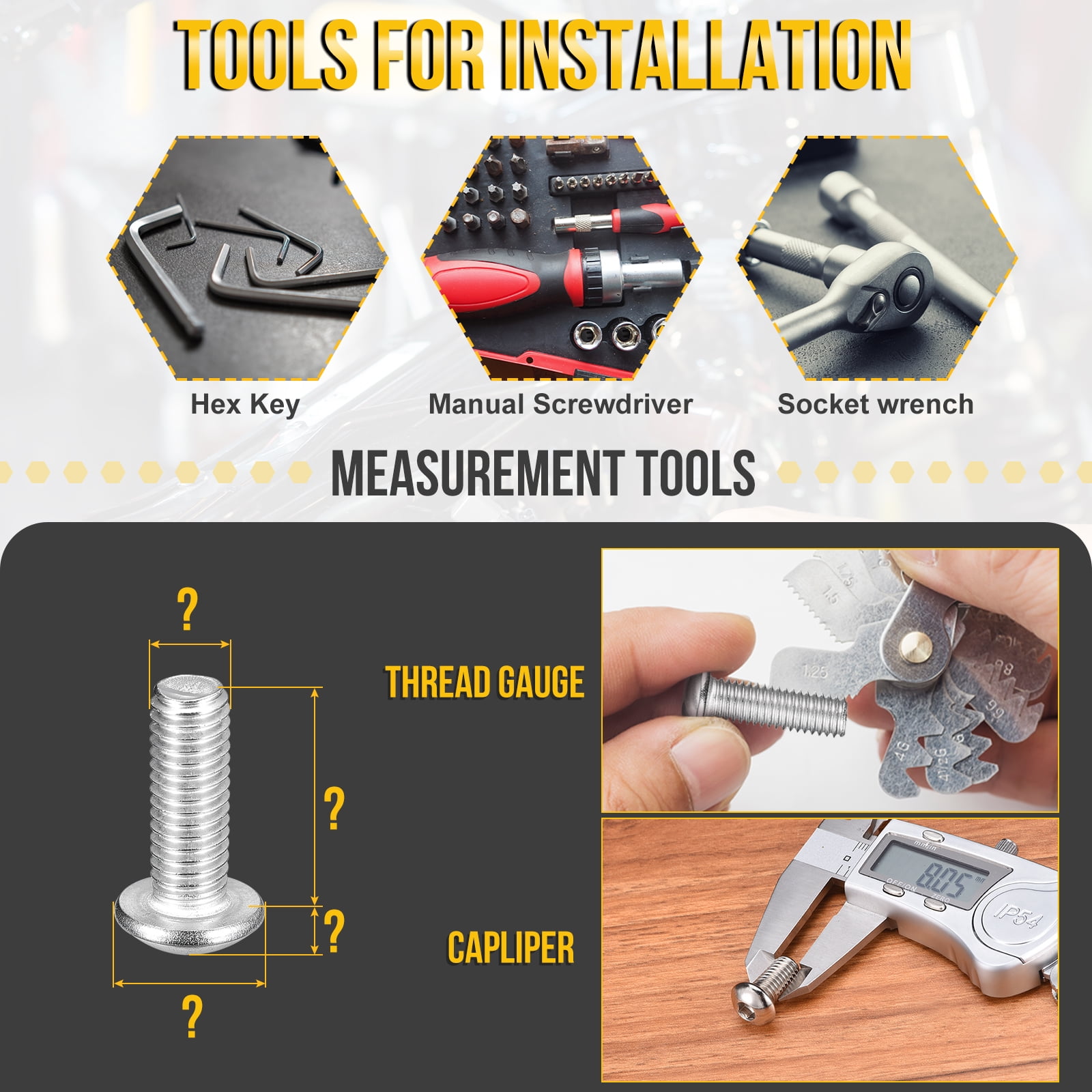 Uxcell 40Pack 3/8-16x1" Button Head Socket Cap Screws - 304 Stainless Steel Bolt Nut Set Washer Assortment Kit - Good for Road Bicycle, Mountain Bike, Auto