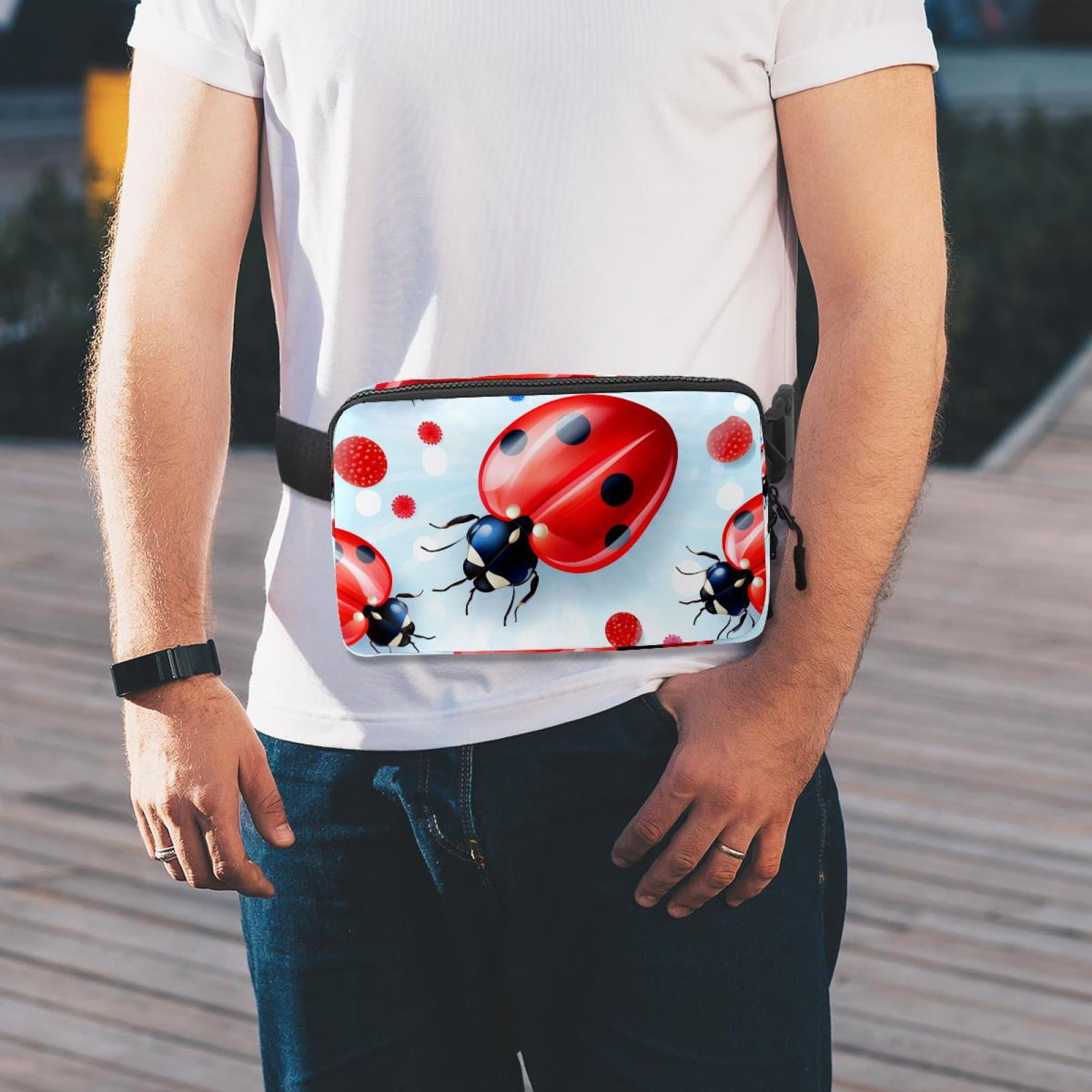 Seven-star ladybug Lightweight Adjustable Running Belt with Extension Strap - Unisex Fanny Pack Belt Bag