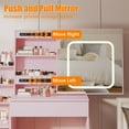 thumbnail image 5 of Twister.CK Vanity Desk Set with Sliding Mirror, 3 Color LED Lights and Power Outlet, Makeup Vanity Table with Chair, Dressing Table for Bedroom, Pink, 5 of 7