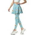 thumbnail image 2 of COEQINE High Waist Yoga Skirted Legging for Women with Pockets Elastic Breathable Tennis Skirts with Leggings Daisy Floral Blue Print Comfy Fashion Golf Leggings, 2XL, 2 of 7