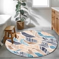 thumbnail image 3 of Round Rug 3.3Ft Washable Non-Slip, Ombre Blue Brown Circle Area Rugs for Living Room Bedroom, Summer Abstract Coastal Ocean Beach Wave Indoor Floor Mats Carpet Runner for Home Decor Aesthetic, 3 of 8