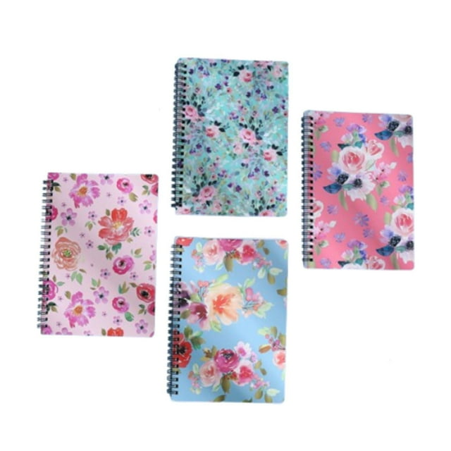 4 cuadernos de espiral con diseño floral, únicos y hermosos, para diario, bloc de notas de tapa gruesa, para viajes, útiles escolares y estudio.