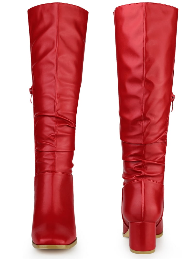 Free Shipping! Unique Bargains Women's Red Knee High Slouch Square