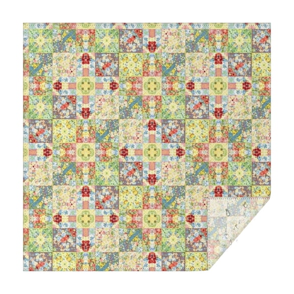 Pioneer Flower Floral Print Pattern Square Tablecloth, Waterproof Wipeable Spillproof Washable Table Cover for Home Kitchen Party and Daily Decor 52"x52"