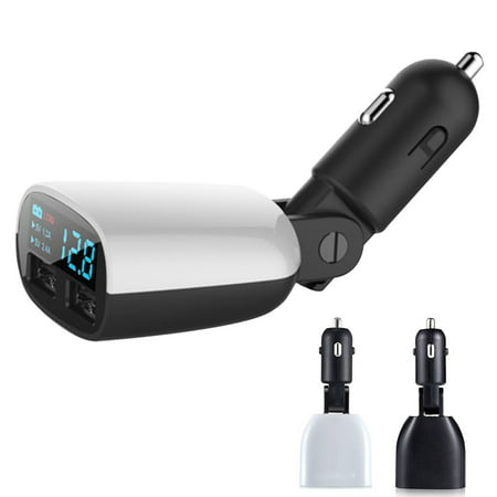 TSV Dual USB Ports Car Charger Adapter for Cigarette Lighter Socket with LED Display Battery Low Voltage Warning Volt Meter Car Battery Monitor for iPhone iPad Samsung (Best Android Battery Monitor)