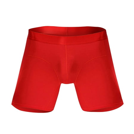 

BIZIZA Stretch Male Trunks for Men Breathable Soft Underwear Pouch Comfort Briefs Red L