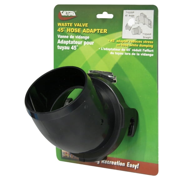 Valterra T1025VP Hose Adapter - 45°, Black (Carded)