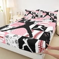 thumbnail image 5 of Erosebridal Pink Black Baseball Queen Sheet Sets, Cute Sport Bed Set for Girls and Boys, 4pcs, 1 Flat Sheet, 1 Fitted Sheet and 2 Pillowcases, 5 of 6
