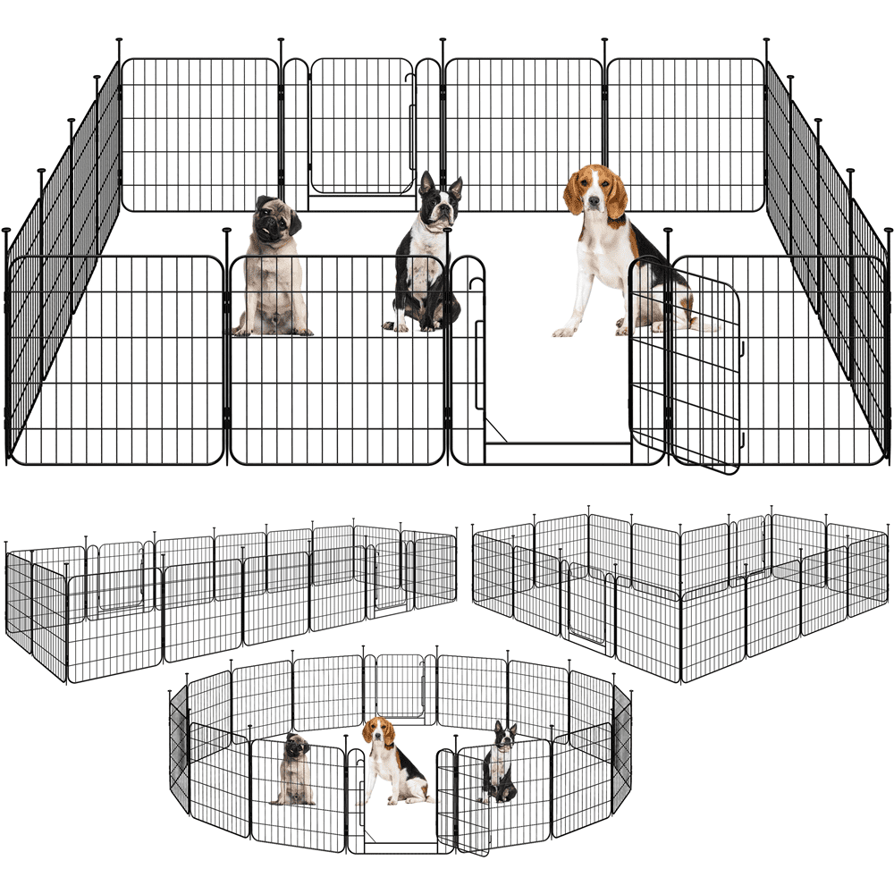 Renwick 24" Tall Foldable Dog Playpen Panels with Door, 16 Panels, Black