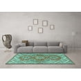 thumbnail image 3 of Ahgly Company Machine Washable Indoor Rectangle Persian Turquoise Blue Traditional Area Rugs, 5' x 8', 3 of 4