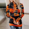 thumbnail image 2 of Chandail en Molleton Chat Citrouille Pull Col Rond Halloween pour Femmes Manches Longues Décontracté Ample, 2 of 4