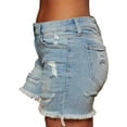 thumbnail image 3 of Grianlook Women Casual Pockets Short Jeans Raw Hem Straight Leg Denim Shorts Beach Mid Rise Jean, 3 of 3