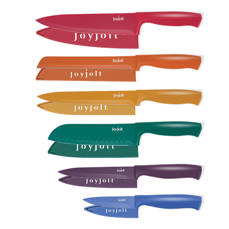 JoyJolt Multi Color 12-Piece Stainless Steel Multi Purpose Kitchen Knife Set  - Knives and 6 Blade Covers (Set of 6) JKN11905 - The Home Depot
