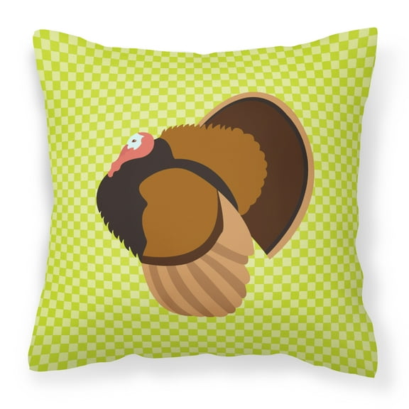 Carolines Treasures BB7812PW1414 Bronze Turkey Green Fabric Decorative Pillow, 14 x 14 in.