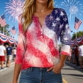 thumbnail image 2 of GEWSEY 3/4 Sleeve V Neck USA Patriotic Shirts for Women 4th of July America Stars Stripes Flag Graphic Tops Cute Tee (Watermelon Red, 3XL), 2 of 8