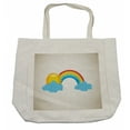 thumbnail image 1 of Vintage Rainbow Shopping Bag, Sun over the Clouds on a Beige Diagonal Lines Background Summer Season, Eco-Friendly Reusable Bag for Groceries Beach and More, 15.5" X 14.5", Cream, by Ambesonne, 1 of 2