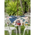 thumbnail image 3 of Outdoor Tablecloth with Umbrella Hole for Patio/Picnic/Party/Camping, Colorful Children's Day Waterproof Table Cloth Round Cover Washable, Car Tree Stars Modern Abstract Art (Dia 54"), 3 of 8