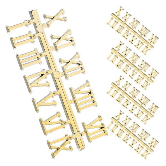 Golden Plastic Roman Number Clock Supplies for Decor 5 Sets Suitable for DIY Projects