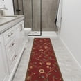 thumbnail image 6 of Ottomanson Extra Long Runner Rug 1'10.5" x 39' – Non-Slip Low Pile Hallway Carpet, Floral Red, 6 of 7