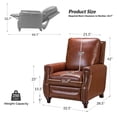 thumbnail image 4 of Mid Century Genuine Top Grain Leather Push Back Manual Recliner Chair with Solid Wood Legs for Living Room, Bedroom, Home Theater, Brown, 4 of 10