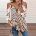 thumbnail image 2 of Elegante mujer casual cremallera cuello impresión blusa encaje manga corta camiseta verano Tops OAVQHLG3B Store  lin121212, 2 of 4