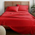 thumbnail image 2 of American Home Collection Ensemble de Draps Format Simple - Poche Profonde de 16 Pouces - Draps de Lit en Microfibre Ultra Douce - Respirants, Infroissables, Entretien Facile - Certifié Oeko-Tex (Simple, Rouge), 2 of 4