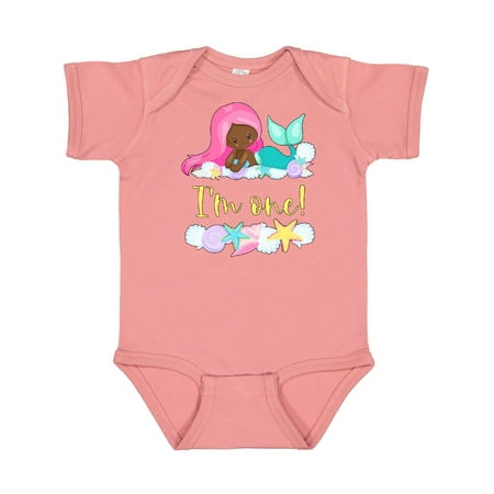 

Inktastic I m 1 Mermaid with Pink Hair and Shells Gift Baby Boy or Baby Girl Bodysuit