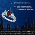 thumbnail image 2 of Gem Stone King 925 Sterling Silver Red Rhodolite Garnet and Blue Zircon Filigree Style 3 Stone Ring for Women (2.65 Cttw, Oval 8X6MM and 6X4MM) (Size 5), 2 of 6
