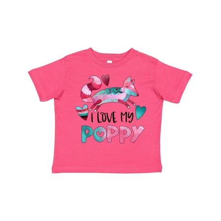 

Inktastic I Love My Poppy Pink and Blue Fox with Hearts Gift Toddler Boy or Toddler Girl T-Shirt