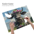 thumbnail image 2 of 1000-Piece Wooden Jigsaw Puzzle for Adults & Families - Cow With Floral Wreath Horns , Fun & Educational Brain-Teasing Game, Artistic Home Decor, 2 of 7