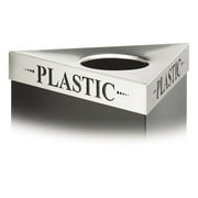 Triangular Lid For Trifecta Receptacle, Laser Cut "Plastic" Inscription, Stst