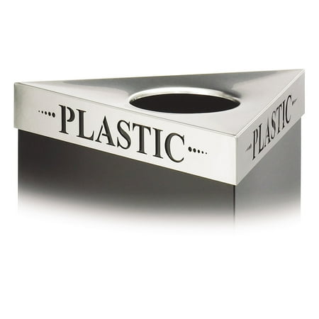 Triangular Lid For Trifecta Receptacle, Laser Cut "Plastic" Inscription, Stst
