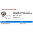 thumbnail image 2 of Water Pump - Compatible with 1996 - 2000 Honda Civic 1.6L 4-Cylinder SOHC 1997 1998 1999, 2 of 2